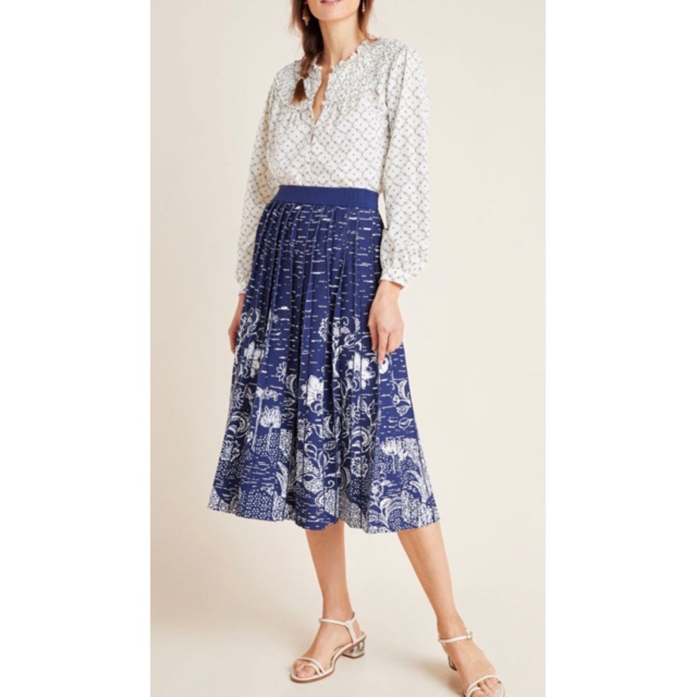 Anthropologie Haven Pleated Knit Midi Skirt